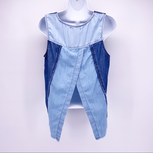 Anthro Cloth + Stone Chambray Open Back Tank Top - Picture 4 of 6